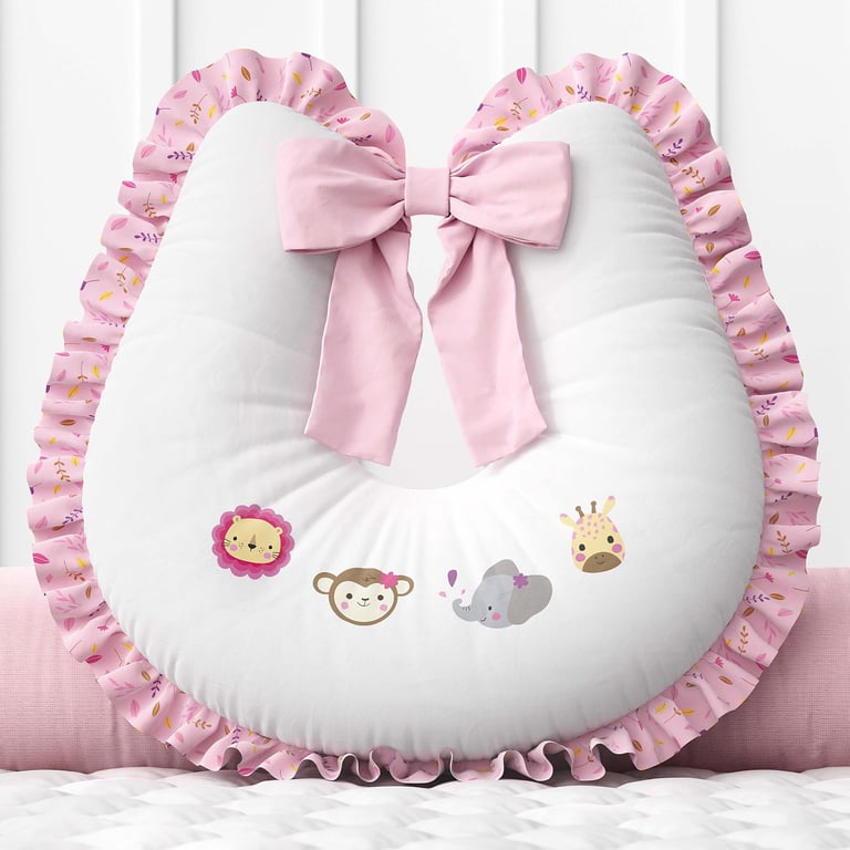 Almofada Amamentação com Laço Selva Baby Rosa