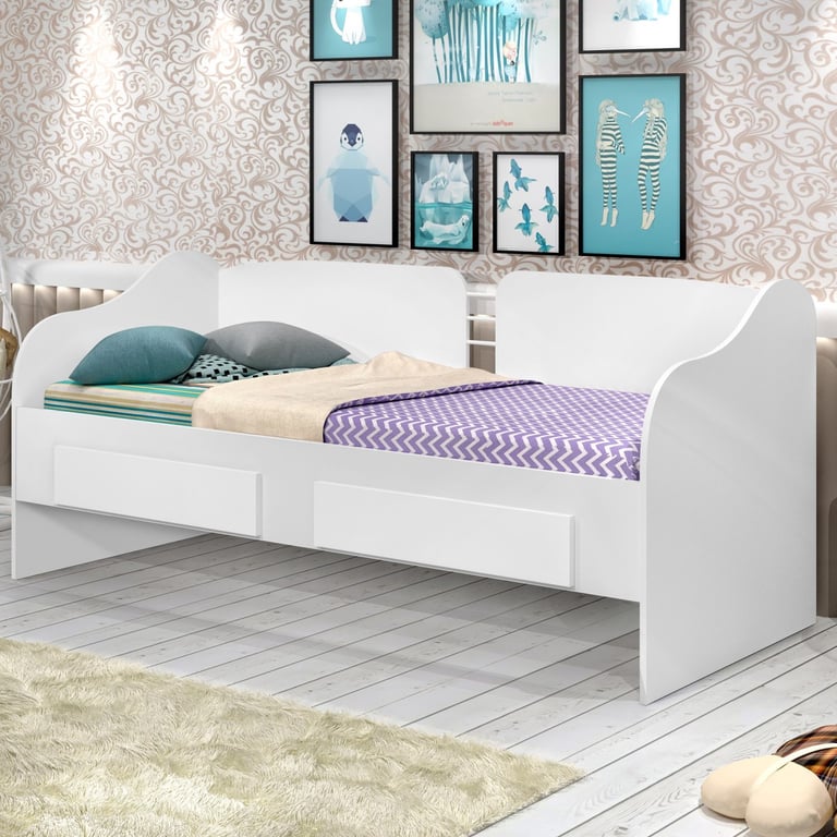 Cama Babá com Gavetas Branco Ayla