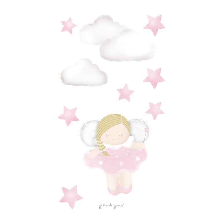Adesivos de Parede Fadinha, Nuvens e Estrelinhas Branco