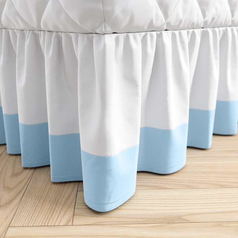 Saia de Cama Infantil Solteiro Branco e Cinza