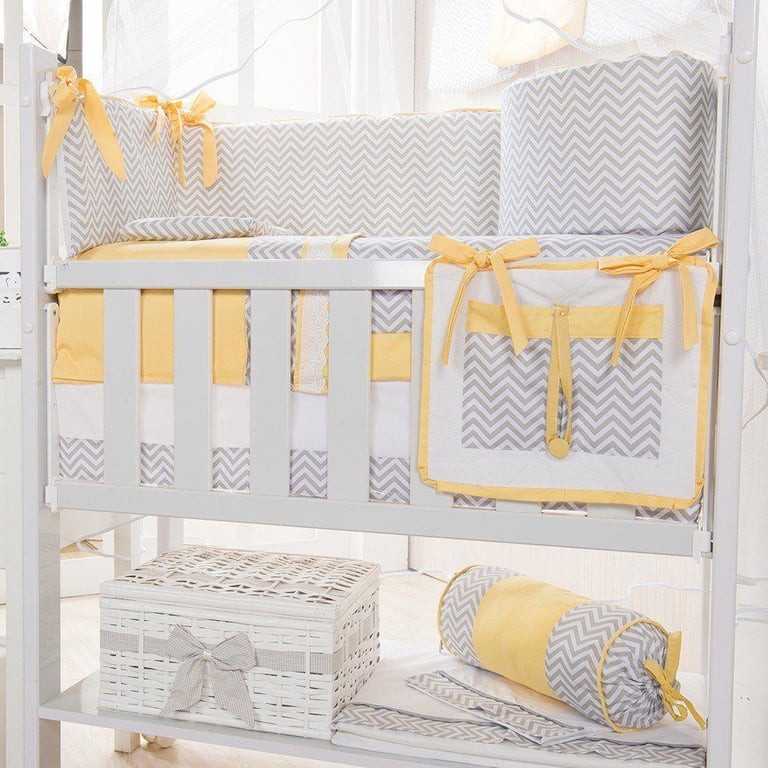 Kit Mini Berço Baby Chevron Amarelo — vista alternativa