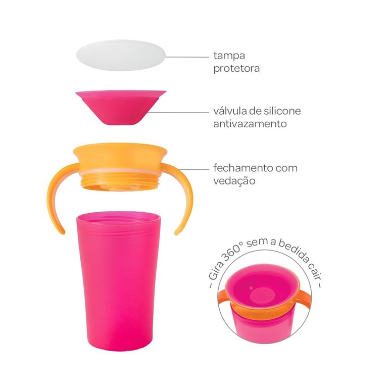 Copo de Treinamento 360° com Alça Rosa — vista alternativa