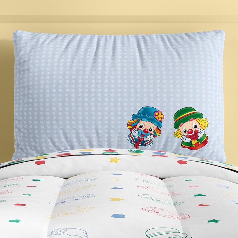 Fronha de Travesseiro Infantil Solteiro Azul Patati Patatá