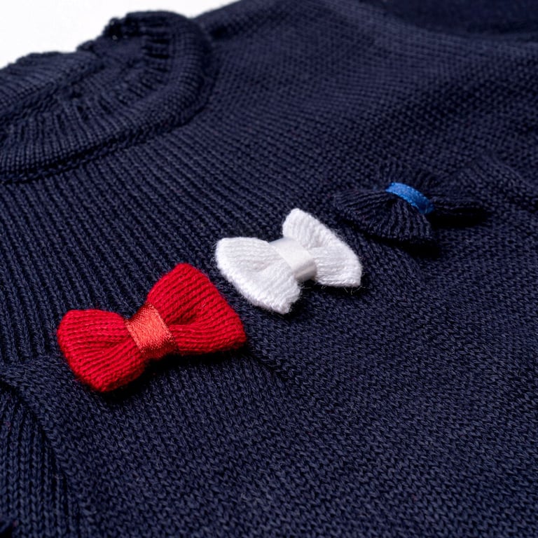 Saída Maternidade Tricot Vestido e Calça Navy Azul Marinho e Vermelho 03 Peças — vista alternativa
