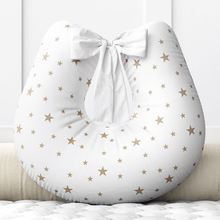 Almofada Amamentação Estrelinhas Azul com Laço