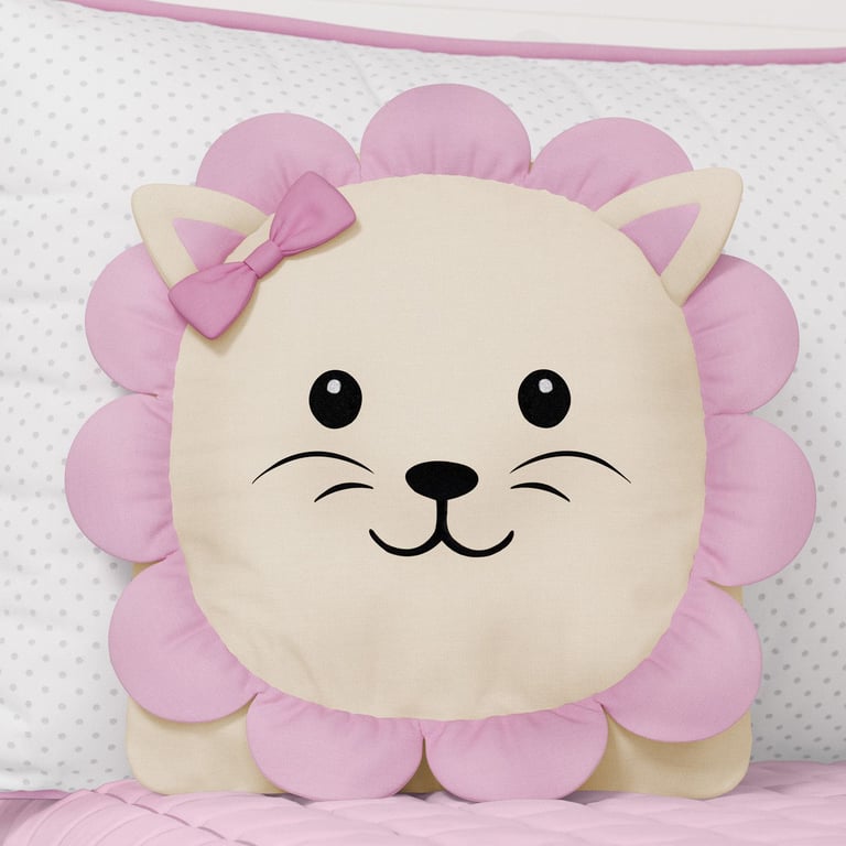 Almofada Amiguinha Leoa Rosa 32cm