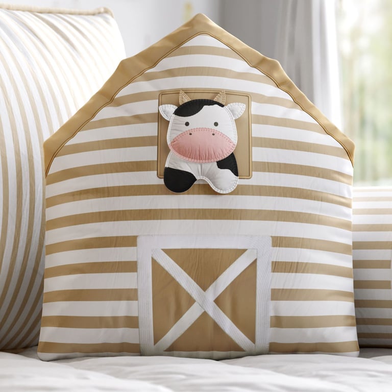 Almofada Celeiro com Amiguinha Vaquinha 40cm