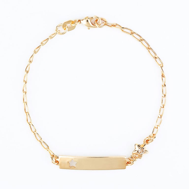 Pulseira Infantil Plaquinha Lisa Estrela Ouro
