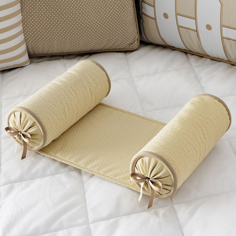 Rolinho Protetor Segura Bebê Poá Amarelo/Bege