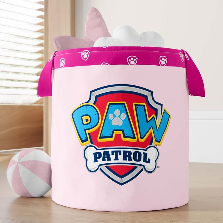 Cesto Organizador para Brinquedos Patrulha Canina Cinza 28cm