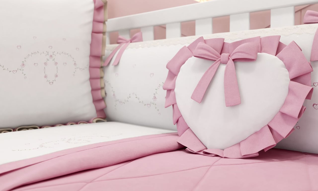 Almofada Coração Alice Rosa 29cm