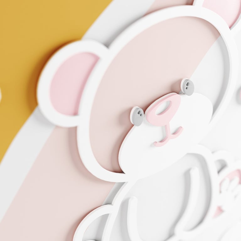 Painel Decorativo Ursinha e Borboletas Rosa 5 Peças — vista alternativa