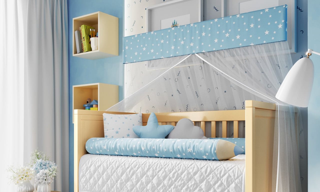 Kit Berço Rolinho Lápis Estrelinha Azul — vista alternativa