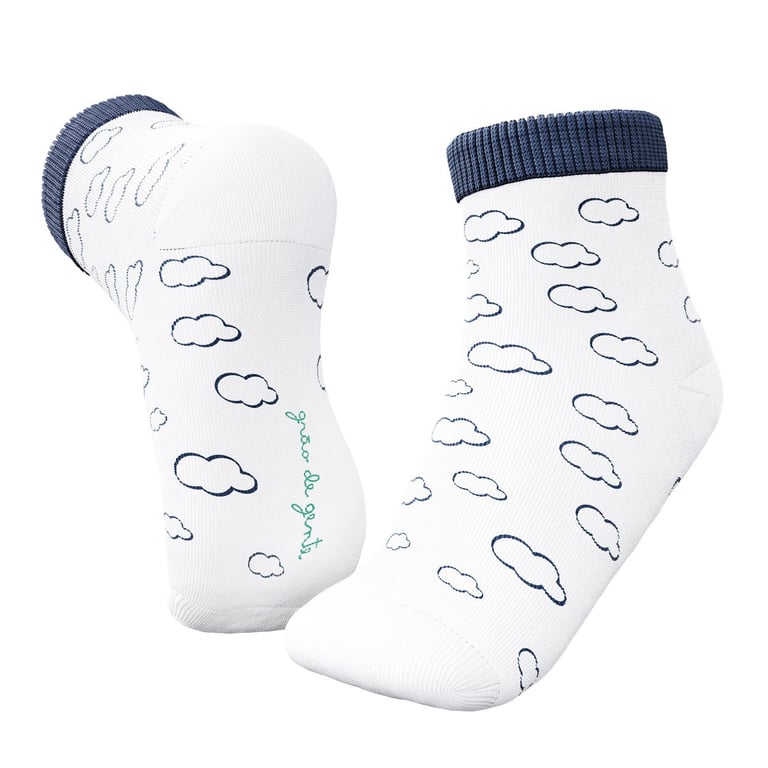 Meia Bebê Nuvens Azul Marinho