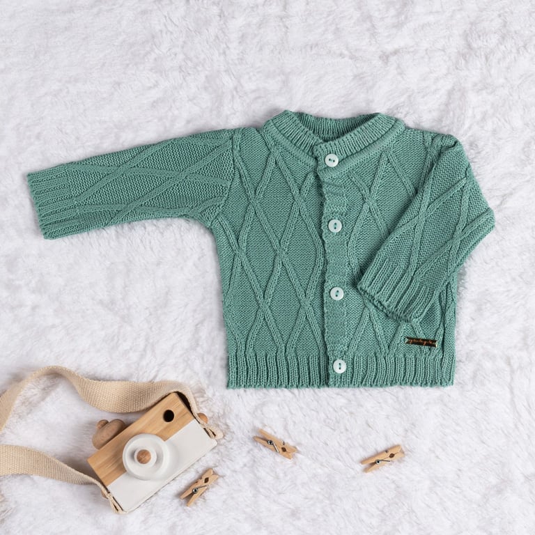 Saída Maternidade Tricot Casaquinho Verde Pistache 03 Peças