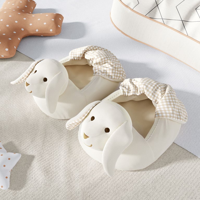 Pantufa de Bebê Coelhinho Bege