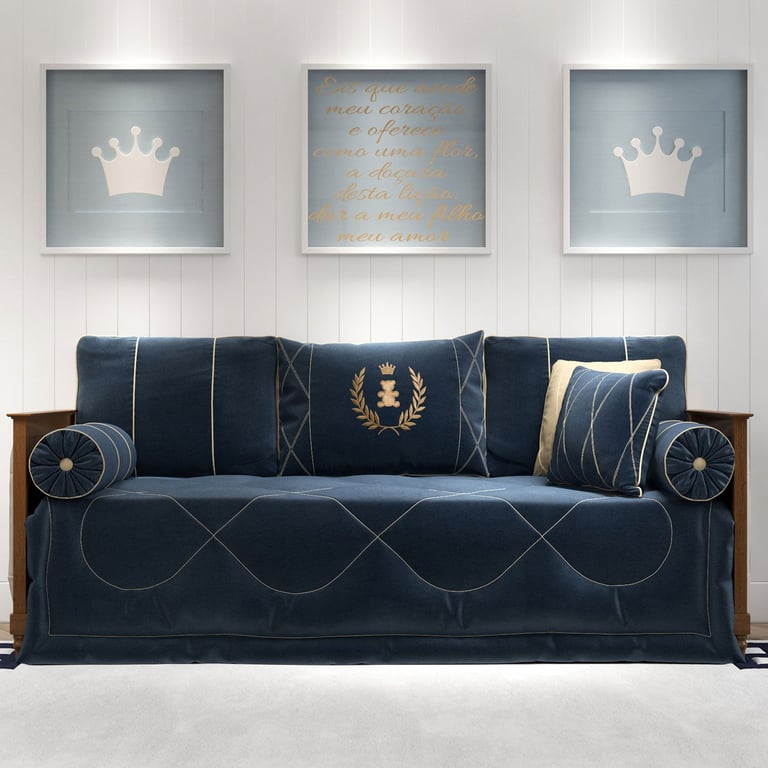 Kit Cama Babá Realeza Marinho Premium