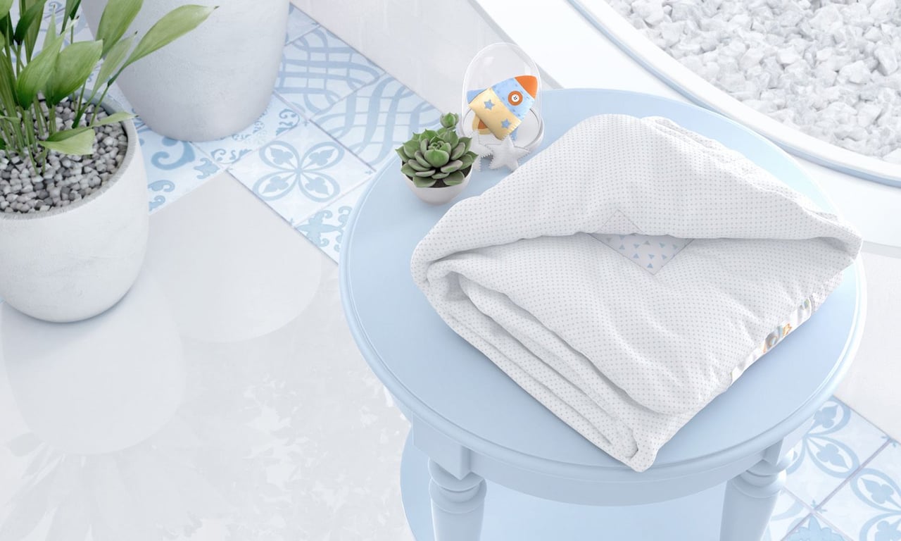 Edredom de Berço Astronauta Patchwork Azul — vista alternativa