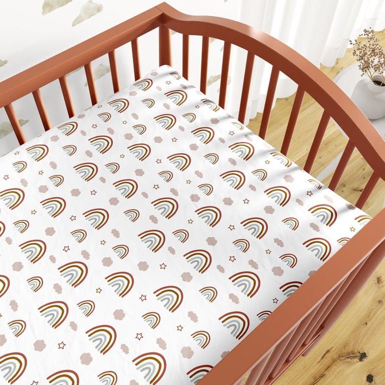 Lençol Berço com Elástico Arco-íris, Nuvem e Estrelinha Boho — vista alternativa