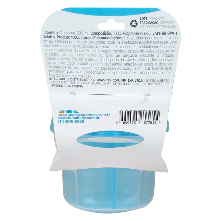 Pote para Leite em Pó com Divisória Azul — vista alternativa