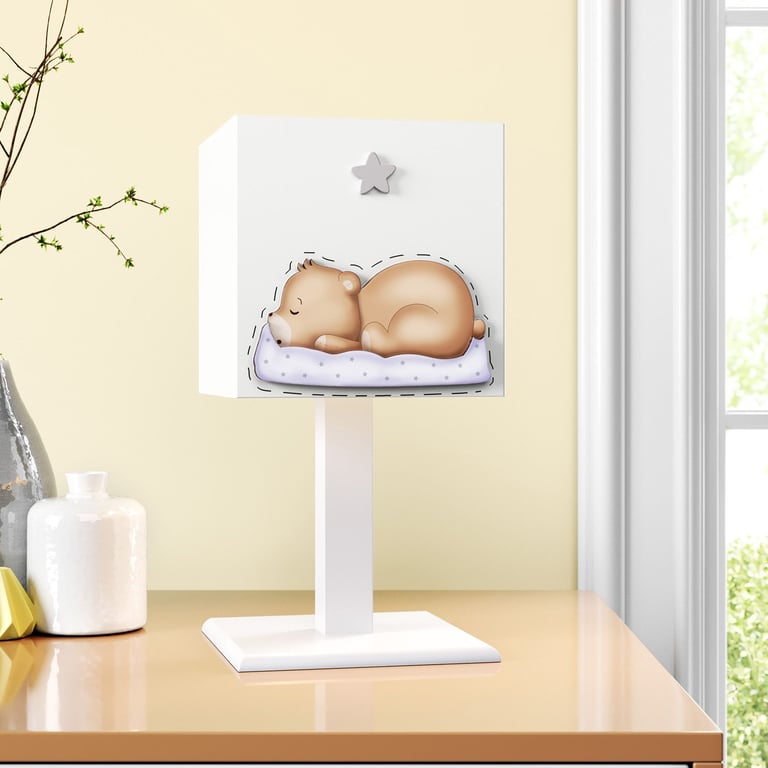 Abajur MDF Ursinho Vintage Poá