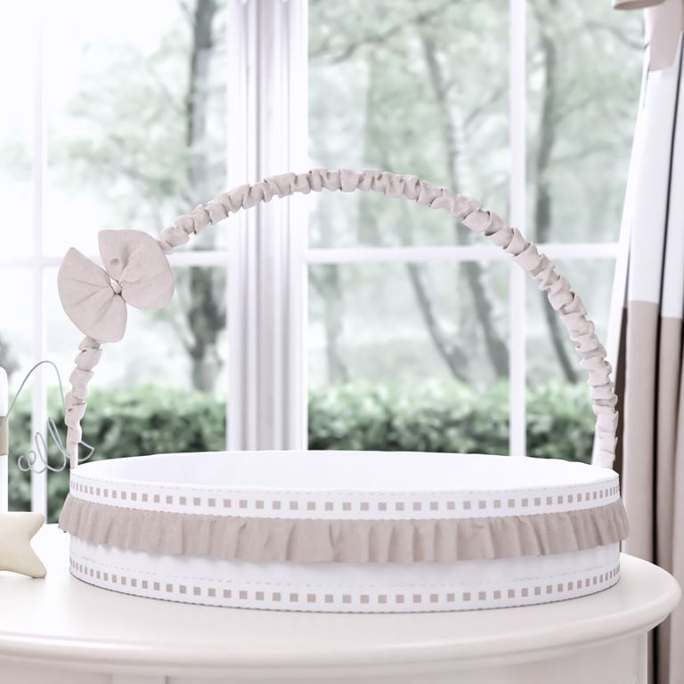 Cesta com Babado e Laço Bege