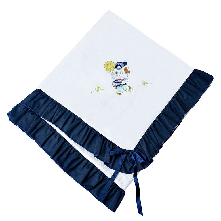 Manta Piquet Elefantinho Futebol Azul Marinho 80cm