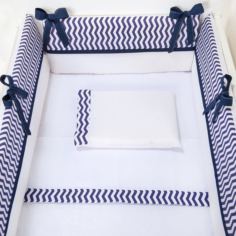 Kit Mini Berço Chevron Marinho