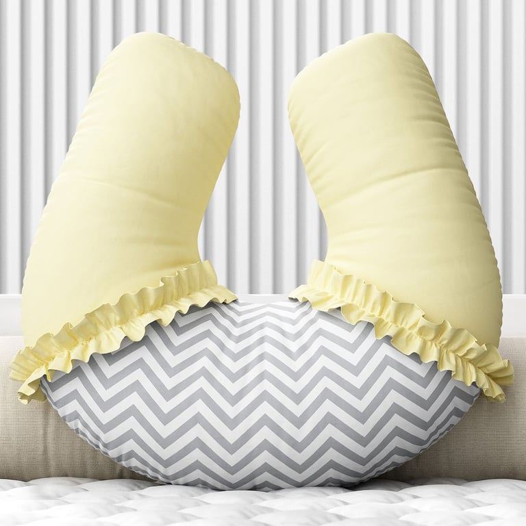 Almofada Amamentação Chevron Rosa e Cinza