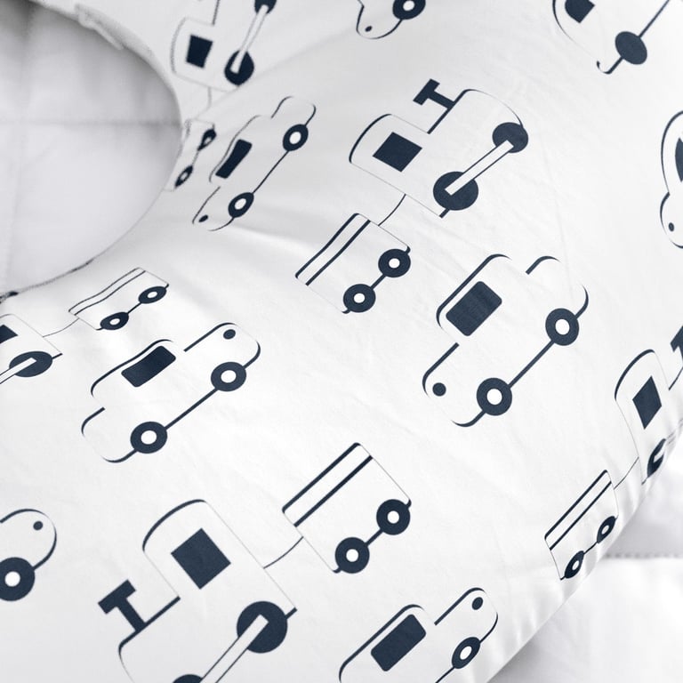 Almofada Amamentação Carrinho, Ônibus e Trem Azul