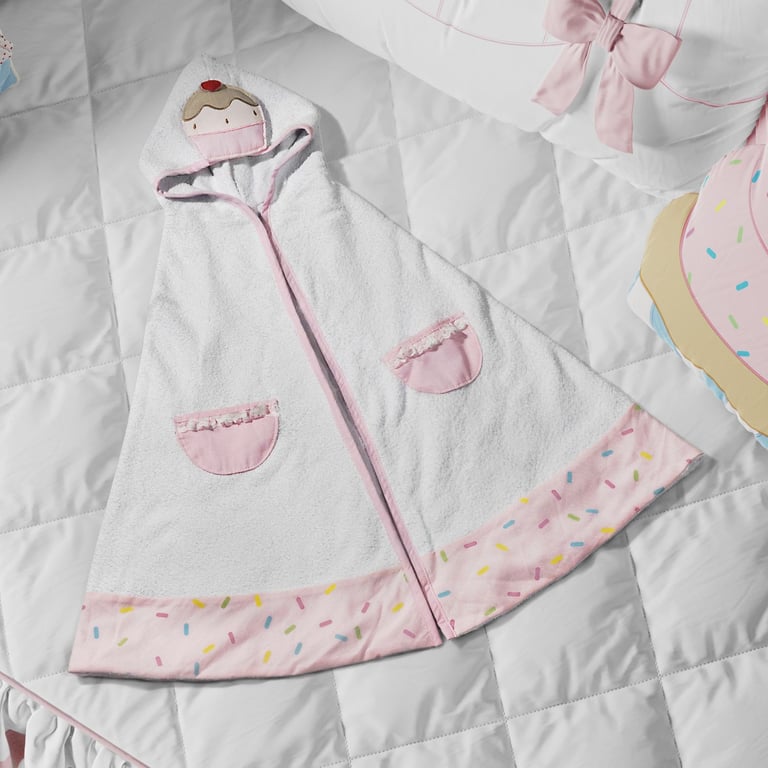 Toalha com Capuz Infantil Cupcake Cerejinha 90cm