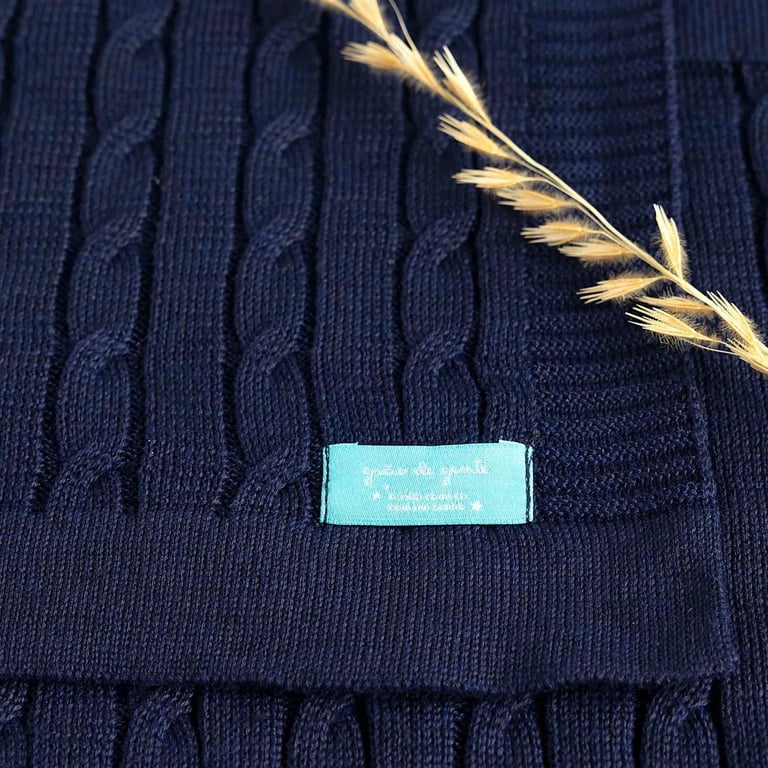 Cobre Leito Azul Marinho Tricot