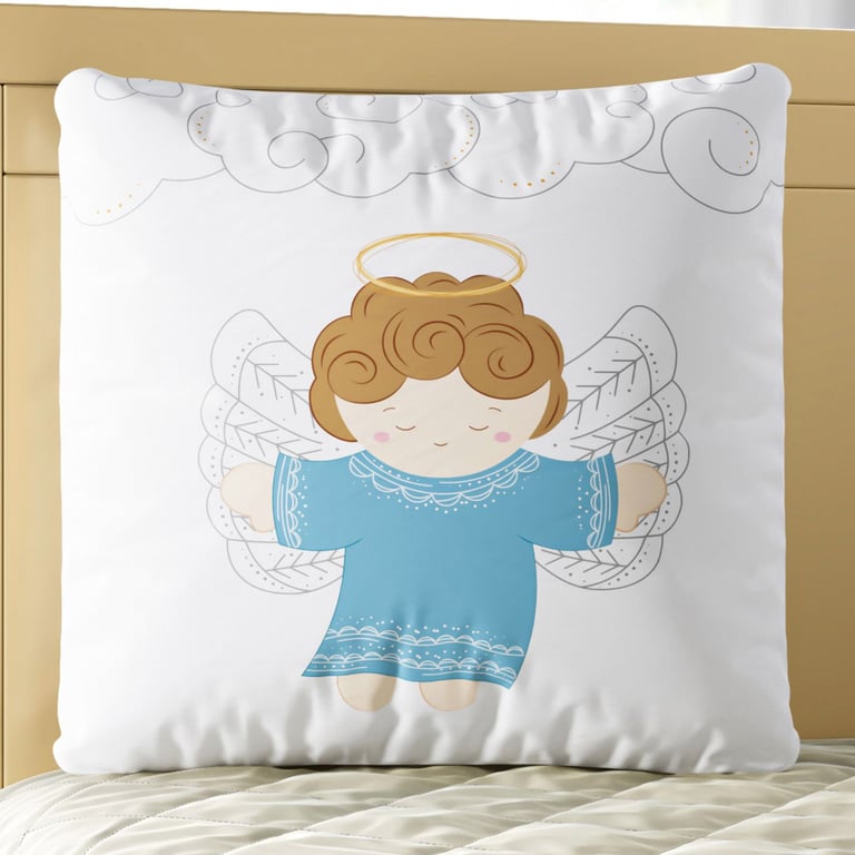 Almofada Quadrada Anjinho Azul 30cm