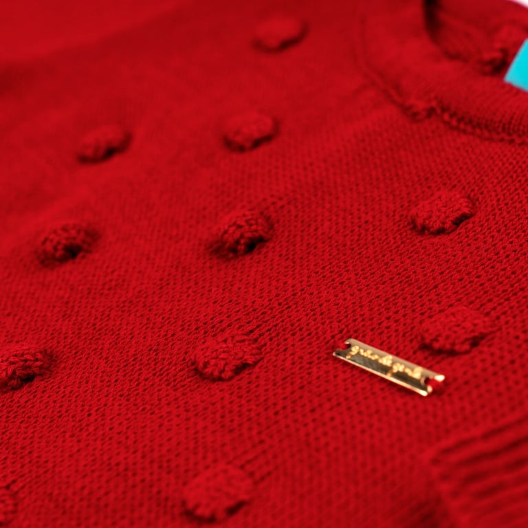 Saída Maternidade Tricot Bolinha Vermelho 02 Peças — vista alternativa