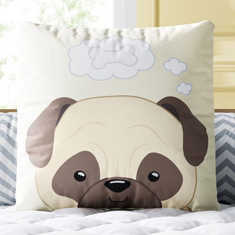 Almofada Quadrada Cachorrinho Pug 30cm