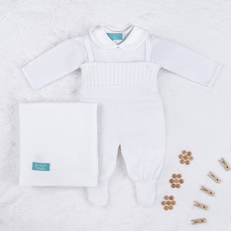 Saída Maternidade Tricot com Body Gola Bebê Amarelo 03 Peças