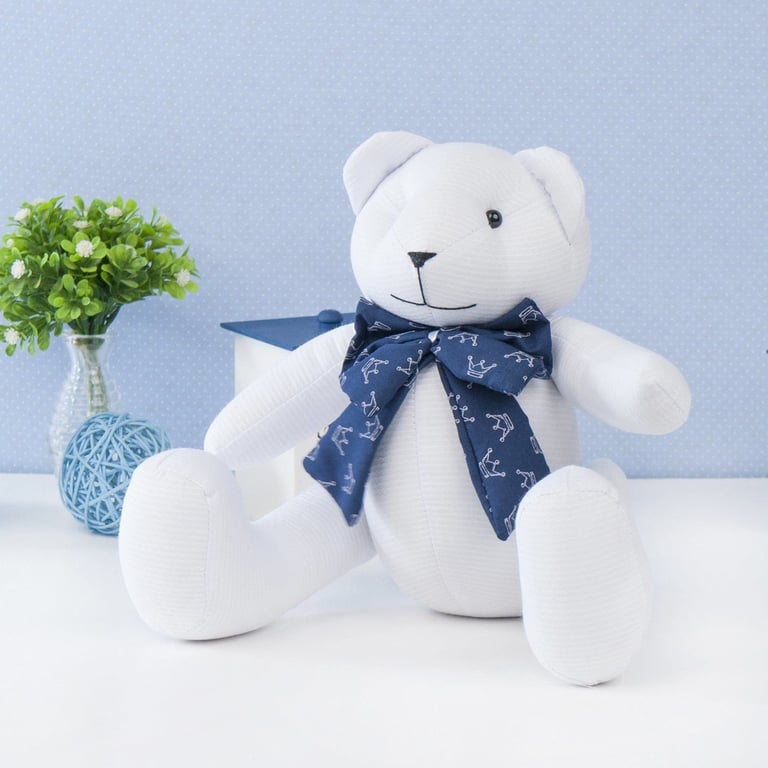 Urso Gravata Realeza Marinho 34cm