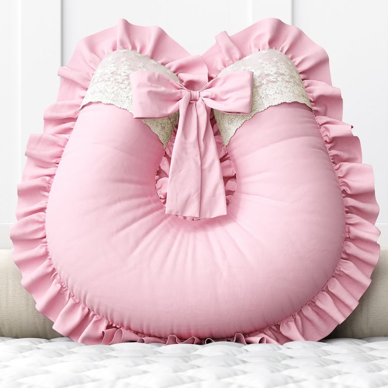 Almofada Amamentação Renda Rosa e Bege