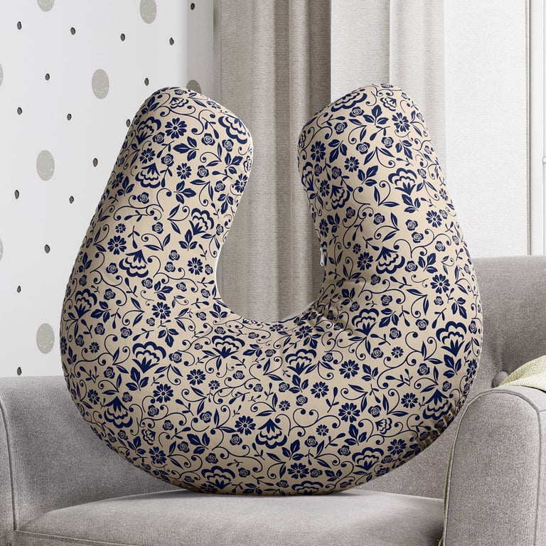Almofada Amamentação Floral Luxo Azul Marinho — vista alternativa