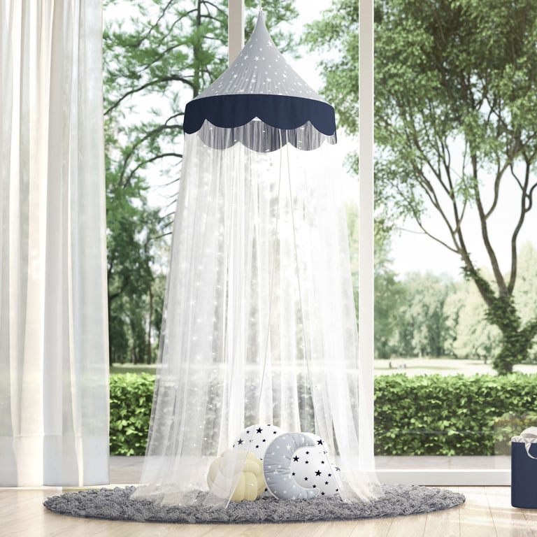 Tenda Dossel Estrelinhas Cinza/Azul Marinho 2m