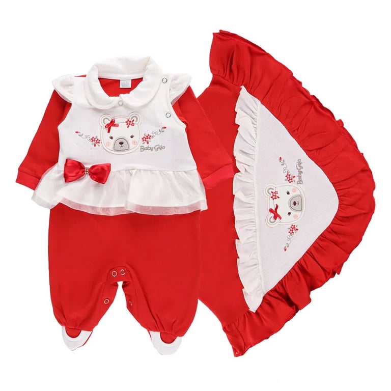 Saída Maternidade Baby Gijio Ursa Laço Vermelho