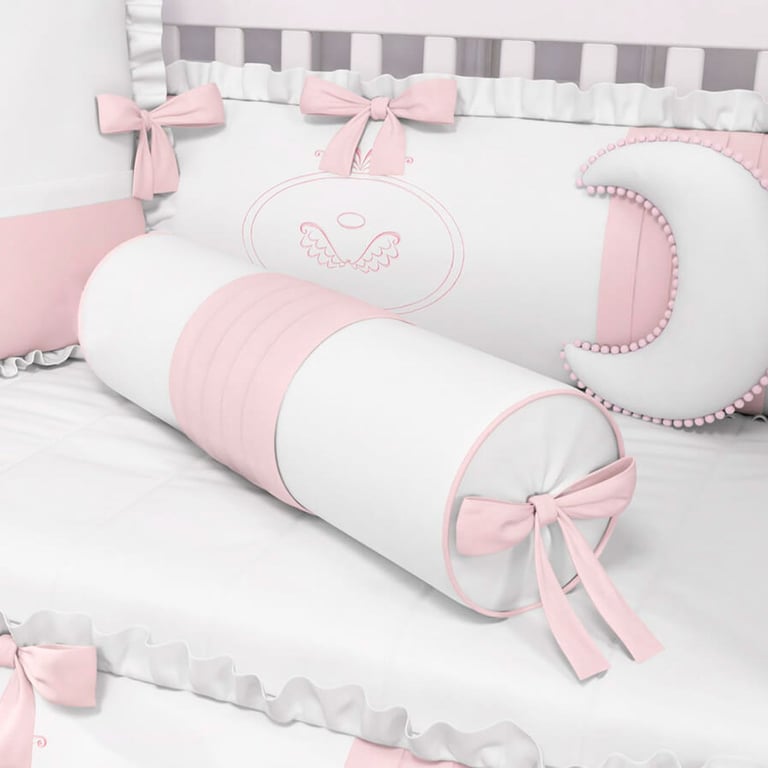 Almofada Rolinho Pregas e Laço Bege 60cm