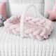 Ninho para Bebê Trança com Mosquiteiro Rosa e Cinza 80cm - imagem 2