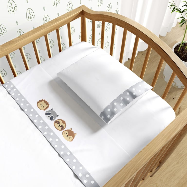 Jogo de Lençol Berço Bordado Amiguinhos do Bosque 3 peças — vista alternativa