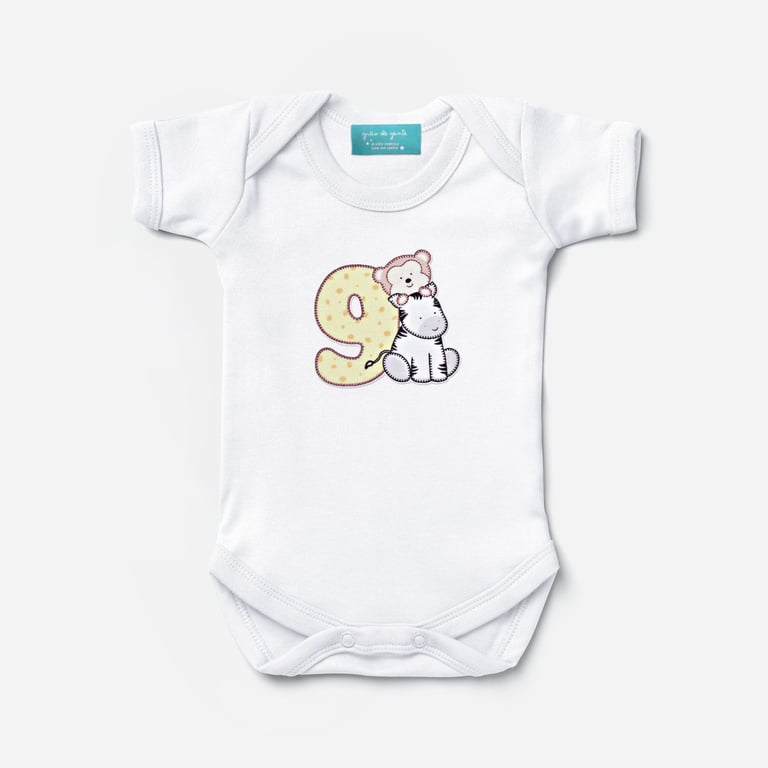 Body Mesversário Safári Baby Manga Curta 1 Mes Tam PP