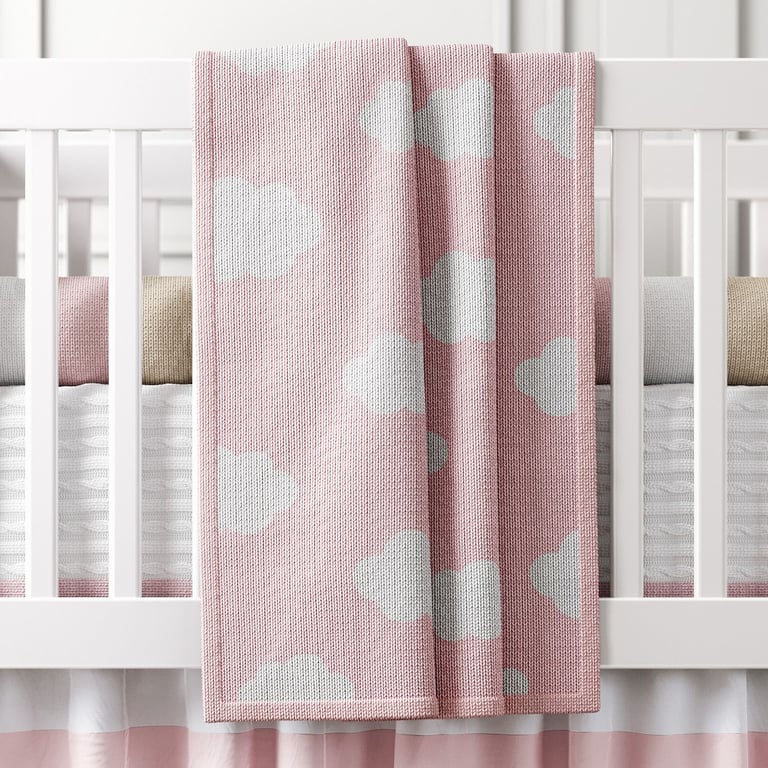 Manta Bebê Tricot Nuvem Rosa 1M