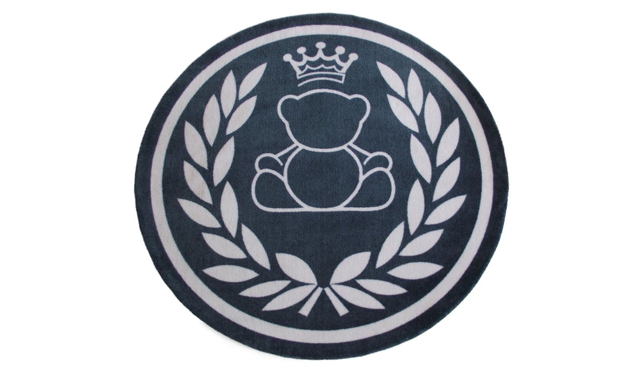 Tapete Redondo Urso Realeza Azul Marinho 1,60m