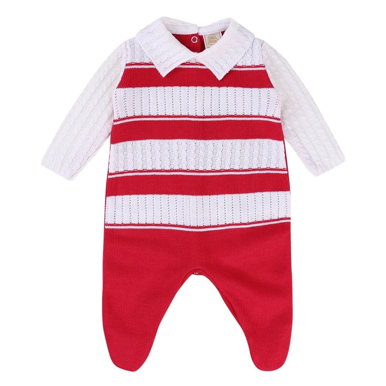 Saída Maternidade Din Don Listrada com Gola Vermelho — vista alternativa