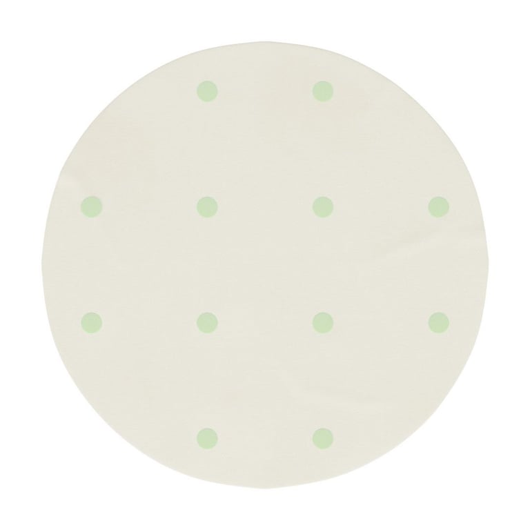 Tapete Redondo Bolinhas Palha e Verde 90cm