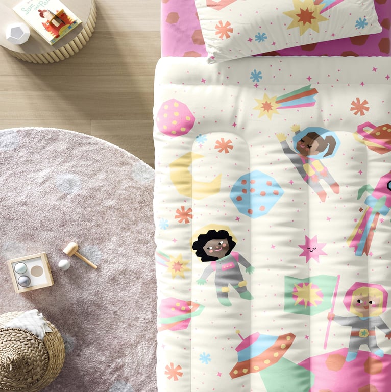 Edredom Infantil Solteiro Meninas Astronautas